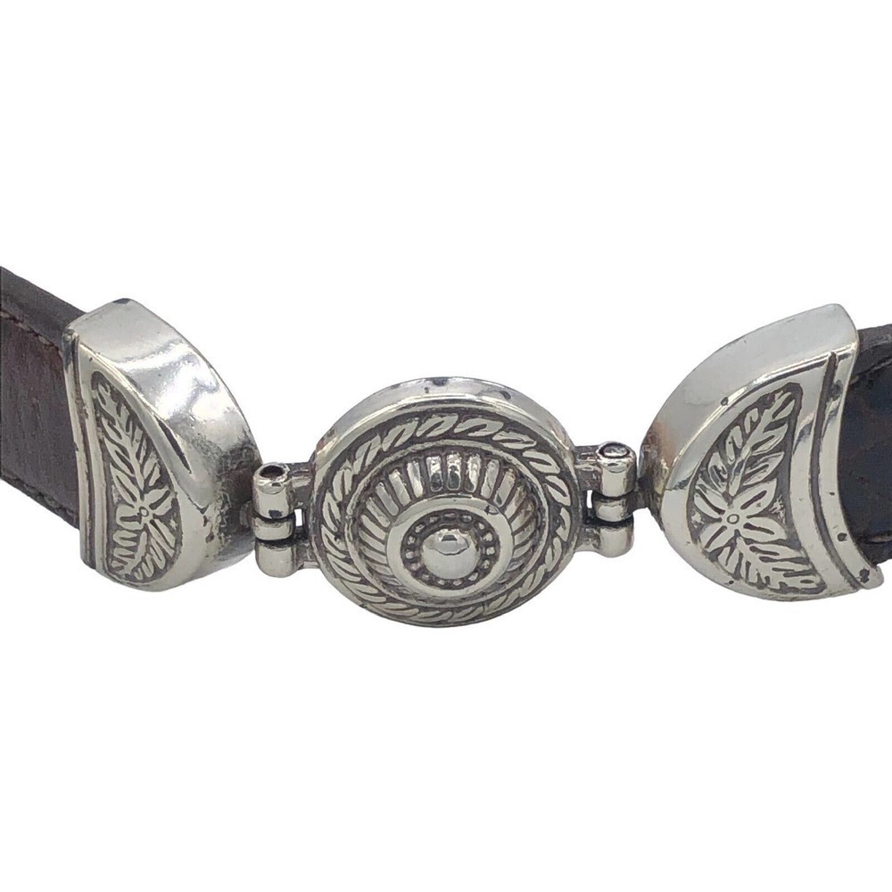 Brighton Woman M 30” Brown Leather Belt B10068 Silver Hardware 3 Sections - Picture 10 of 10